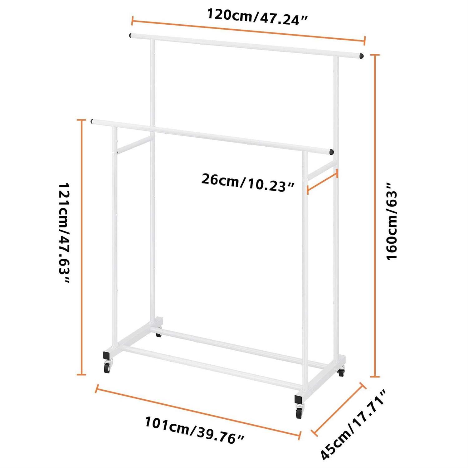 Calmootey Double Rod Clothing Garment Rack,Rolling Hanging Clothes Rack,Portable Clothes Organizer for Bedroom,Living Room,Clothing Store - Image 4