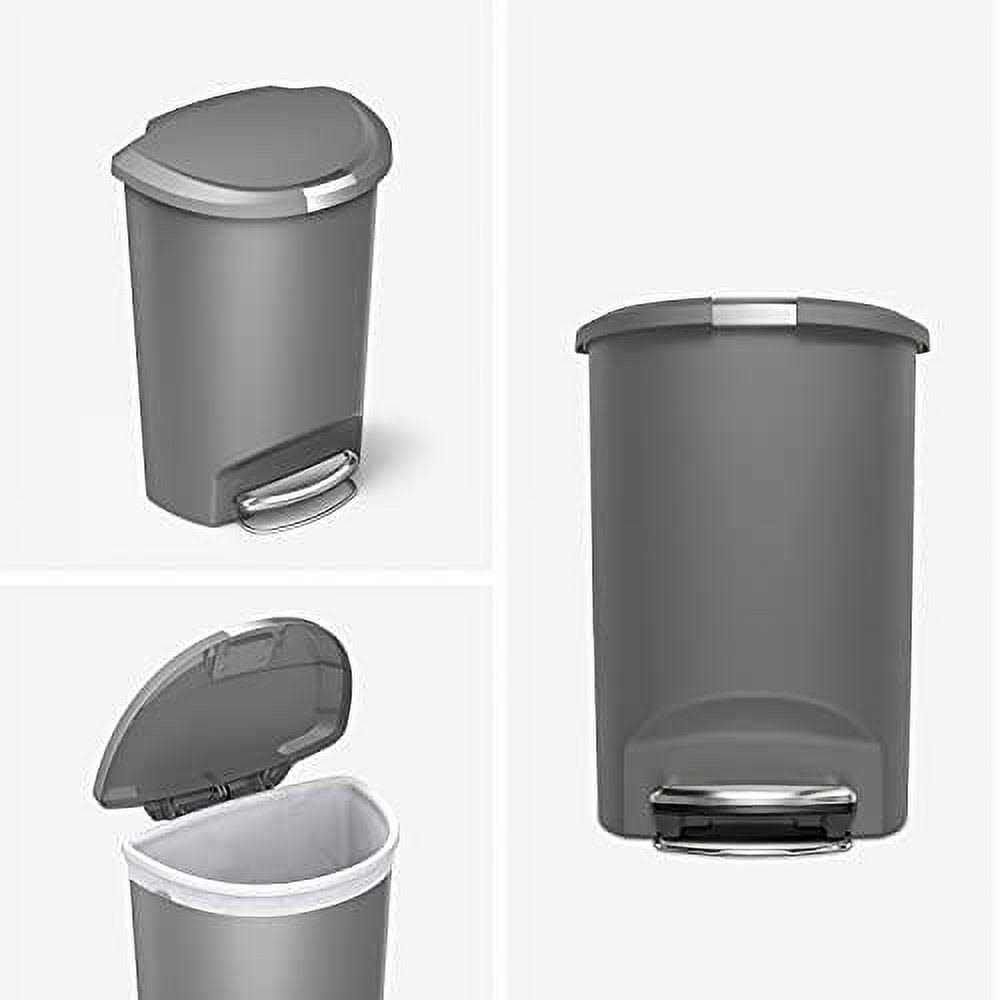 simplehuman Semi-Round Plastic Step Trash Can - Image 4