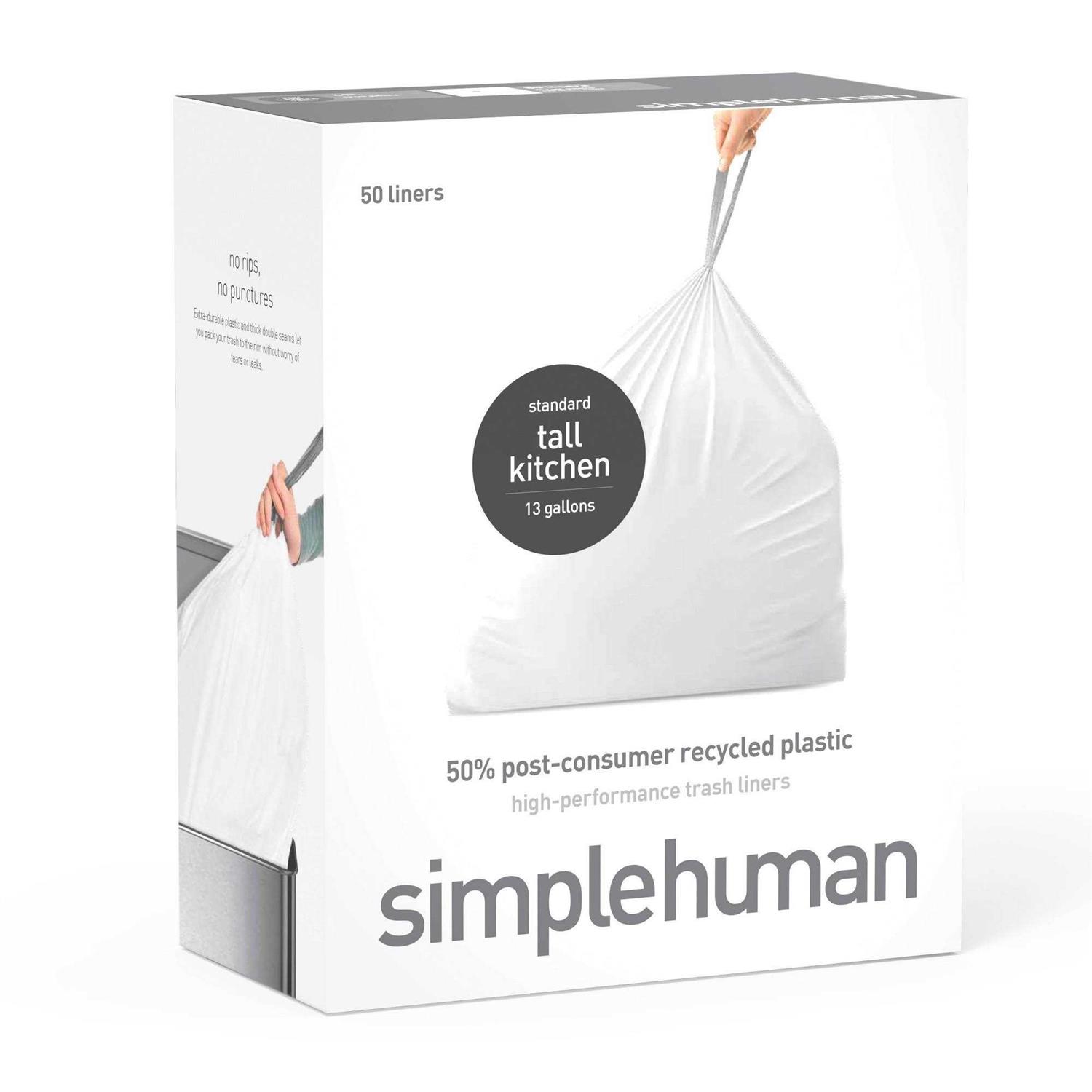 simplehuman 13 Gal. Extra Strong Tall Kitchen Drawstring Trash Bags