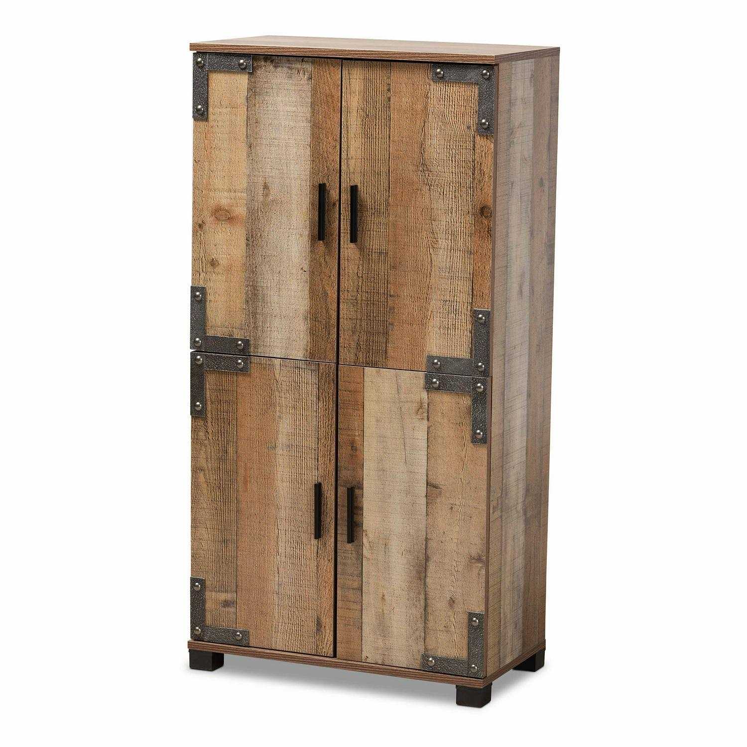 Baxton Studio Cyrille Modern Farmhouse Rustic Finished Wood Shoe Cabinet - Image 5