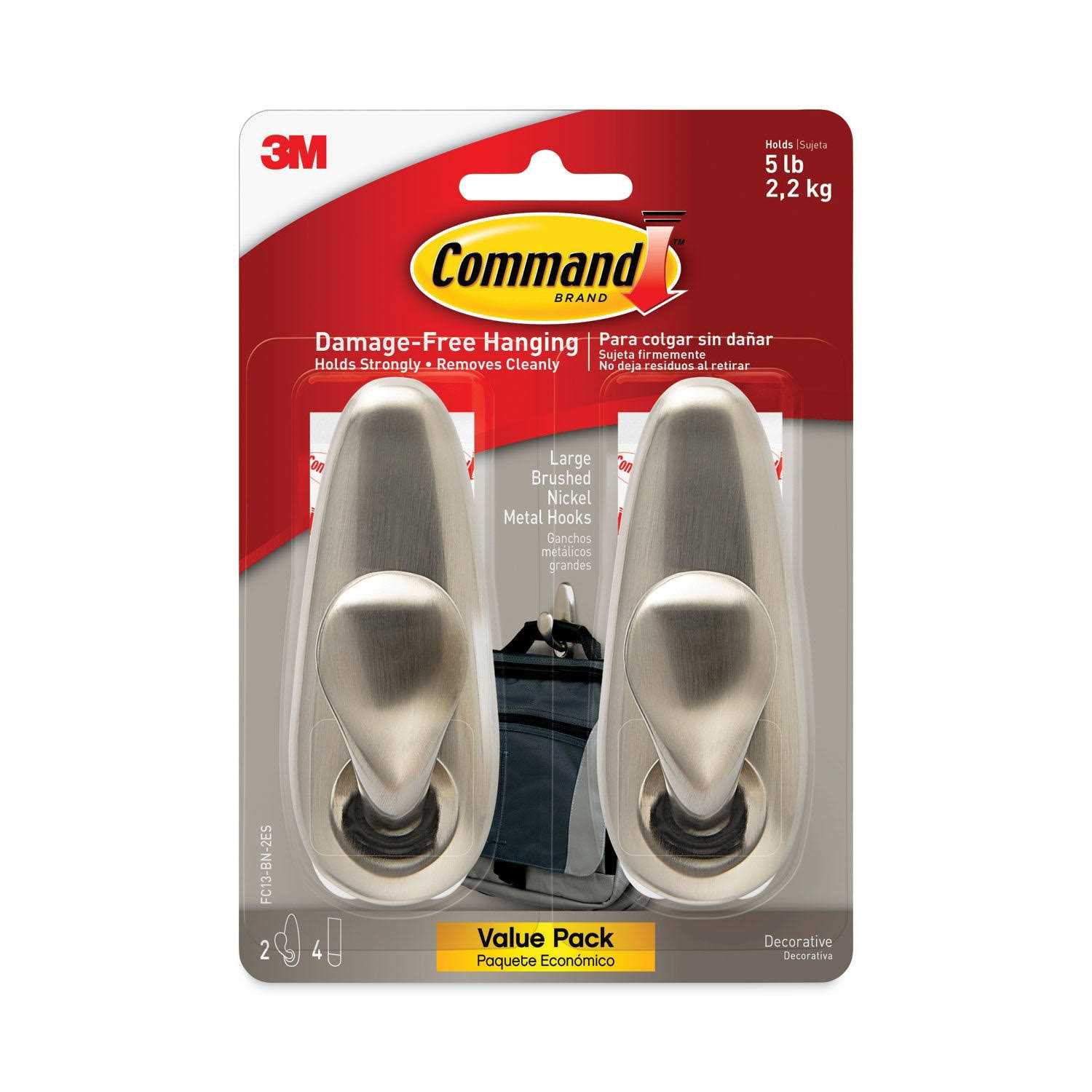 Command Large Brushed Nickel Metal Hook - Image 5