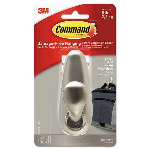 Command Large Brushed Nickel Metal Hook - Image 3
