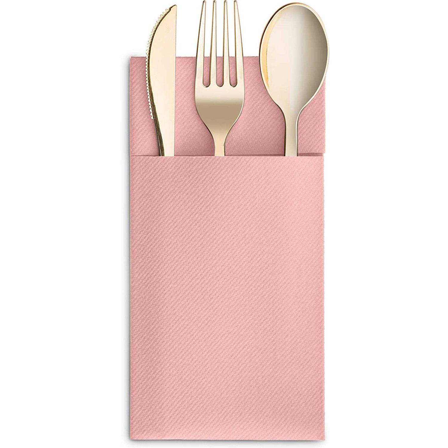 BloominGoods Disposable Linen-Feel Dinner Napkins with Built-in Flatware Pocket 50-Pack - Image 5