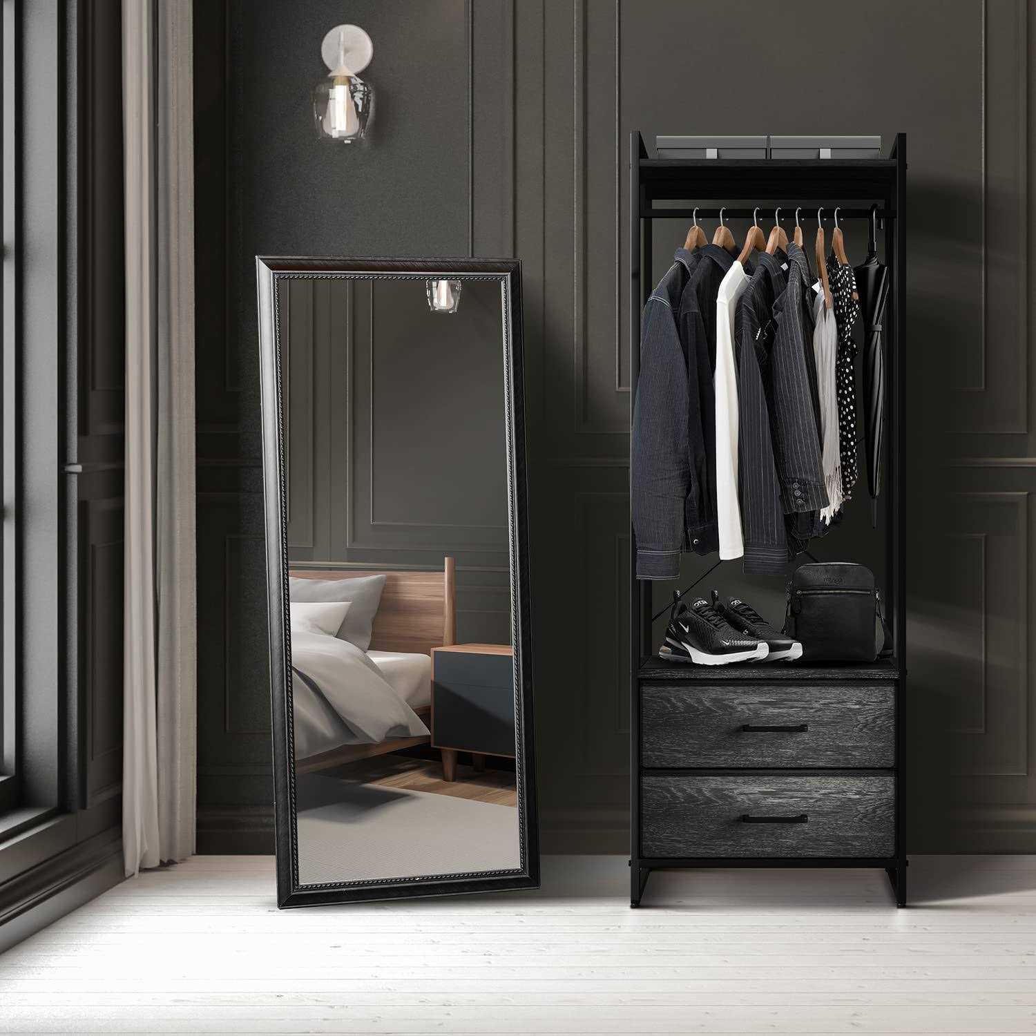 Sorbus Clothing Rack with Drawers Clothes Stand Dresser Wood Top - Image 5