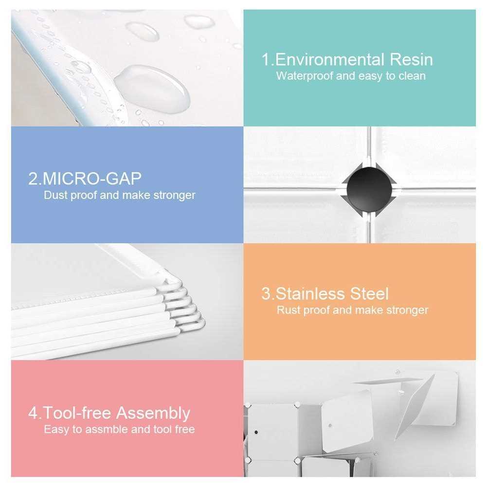 MAGINELS Children Wardrobe Kid Dresser Cute Baby Portable Closet Bedroom Armoire Clothes Hanging Storage Rack Cube Organizer - Image 4