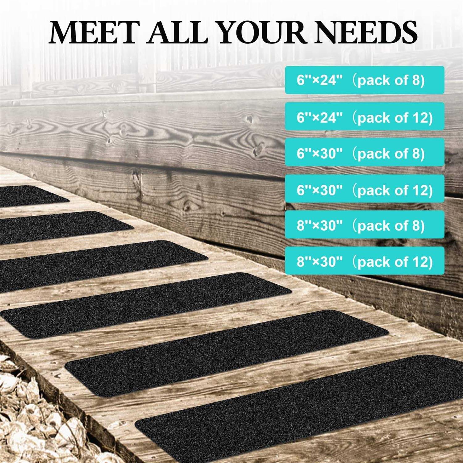 ToStair Non Slip Outdoor Stair Treads Black Pre-Cut 80 Grit Anti Slip Grip Tape,Non Skid Heavy Duty Traction Adhesive Step Stripes - Image 5