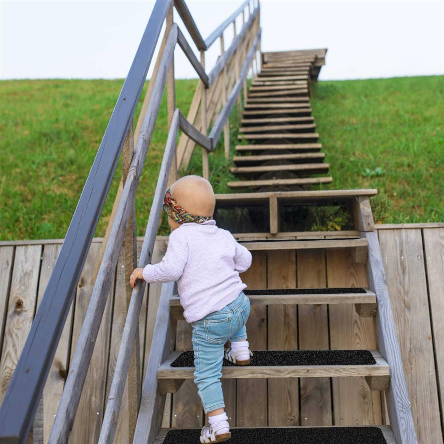 ToStair Non Slip Outdoor Stair Treads Black Pre-Cut 80 Grit Anti Slip Grip Tape,Non Skid Heavy Duty Traction Adhesive Step Stripes - Image 4