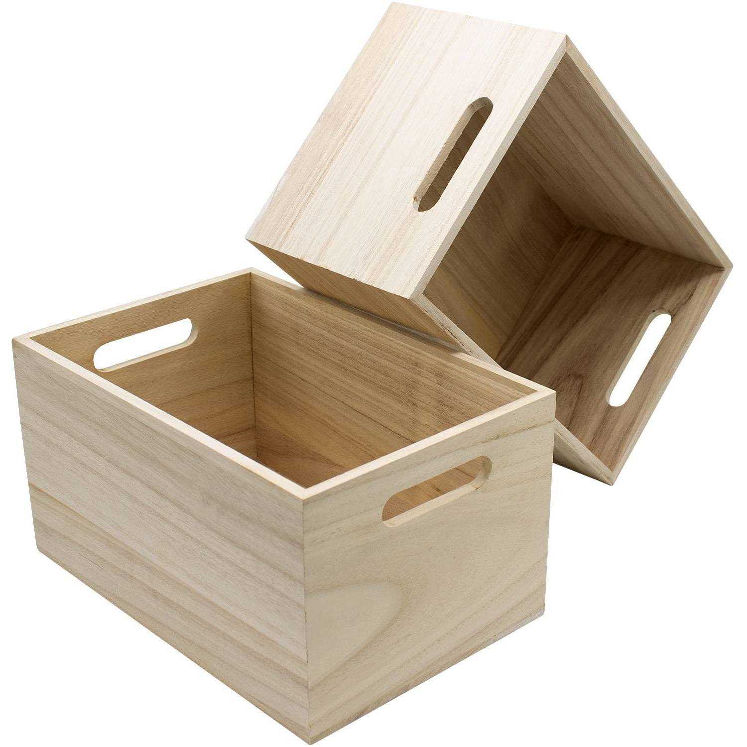 Sorbus Unfinished Wood Crates Organizer Bins Wooden Box for Pantry Organizer Storage - Image 5