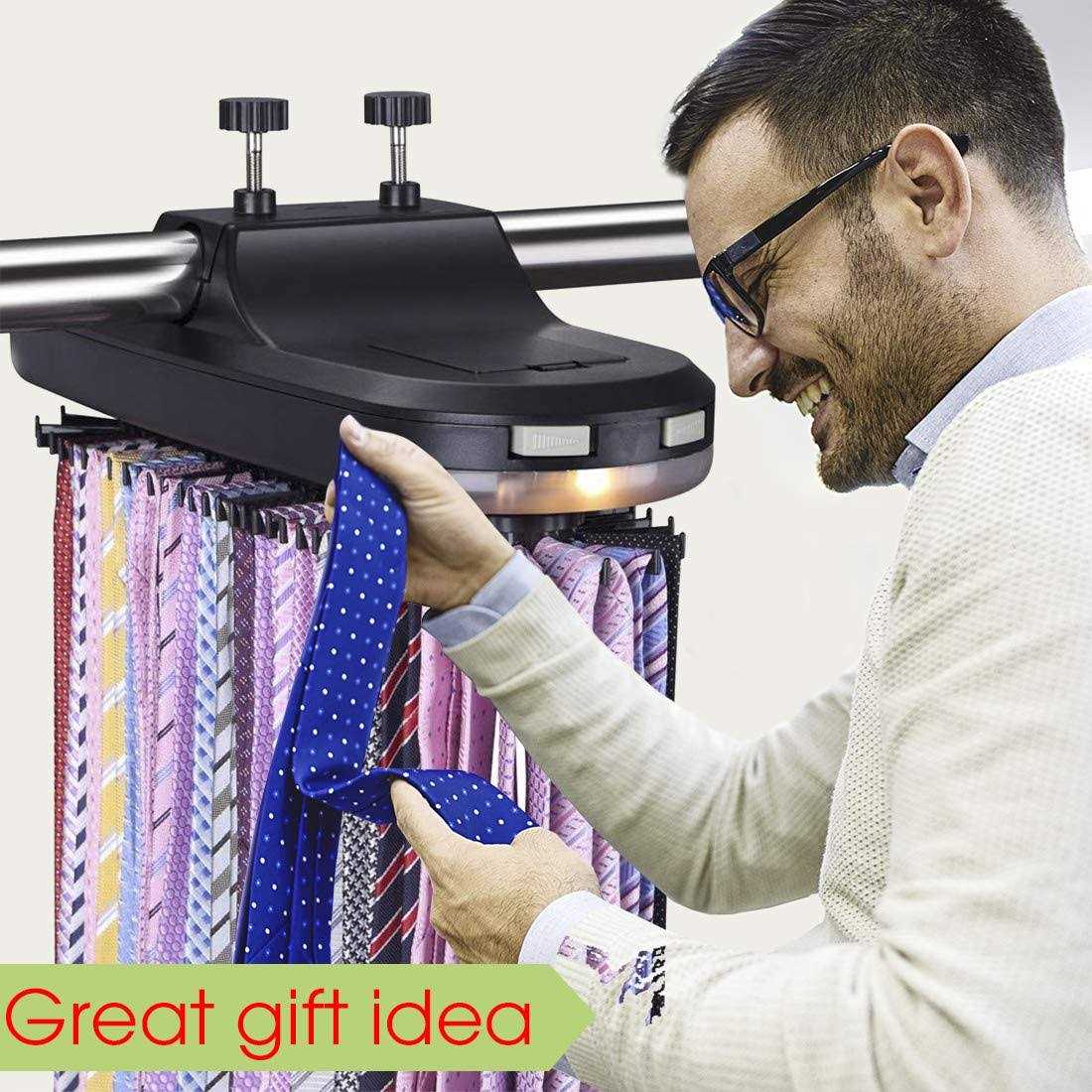 Aniva Motorized Tie Rack Best Closet Organizer with LED Lights Includes J Hooks for Wired Shelving Stores Up To - Image 4