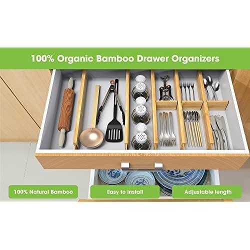 Antowin Bamboo Drawer Dividers Organizers Adjustable Drawer Separators - Image 5