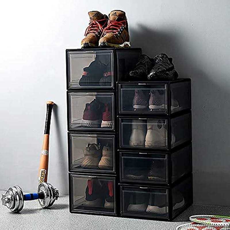 Stackable Shoe Organizer Shoes Box Womens Mens Shoe Sneakers Storage Box Foldable Stackable Shoe Storage Container Clear closet Shelf for closet - Image 4