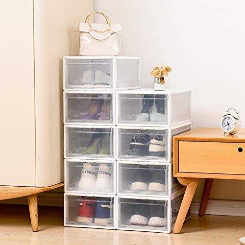 Stackable Shoe Organizer Shoes Box Womens Mens Shoe Sneakers Storage Box Foldable Stackable Shoe Storage Container Clear closet Shelf for closet - Image 5