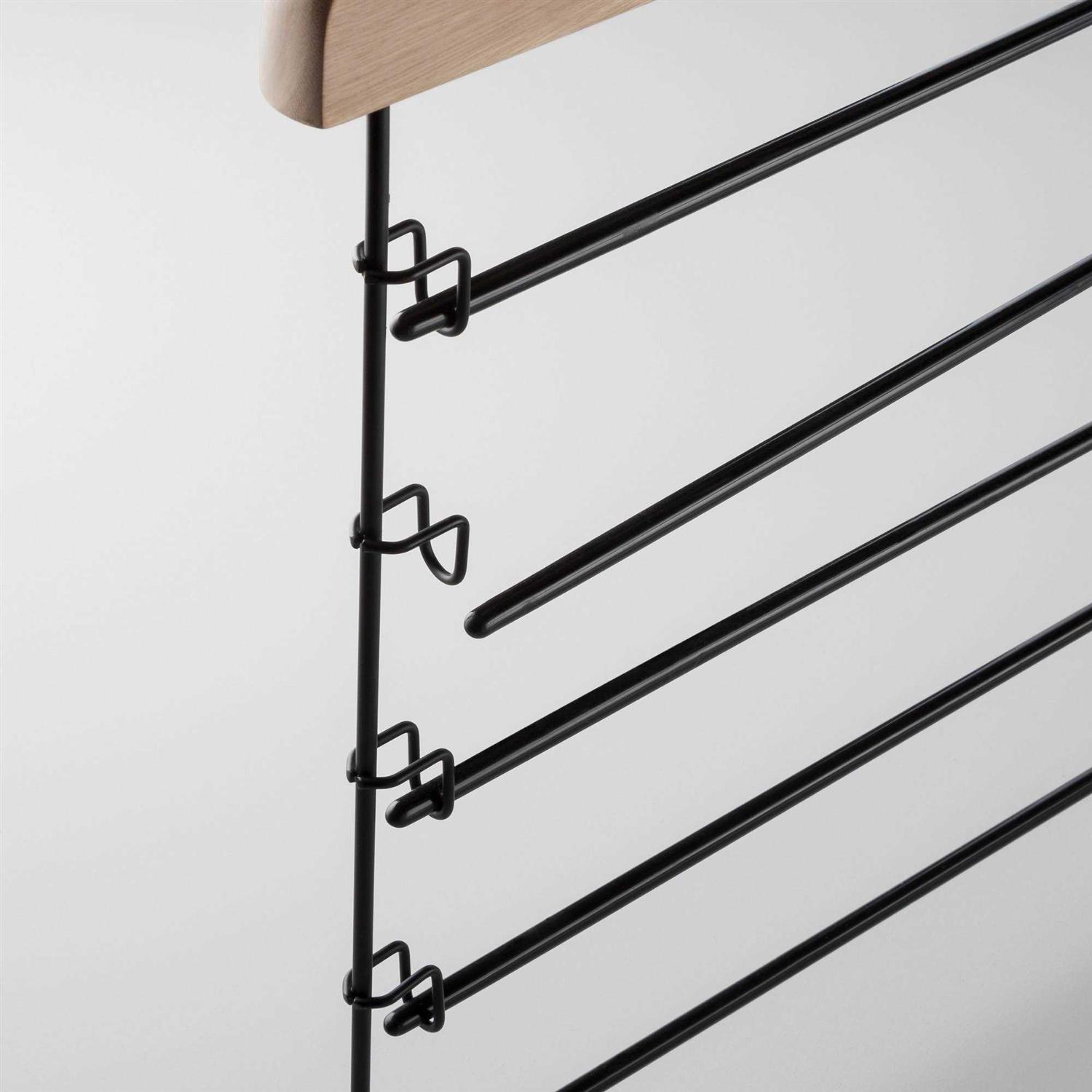 Brightroom 5 Tier Pants Hanger Black with Natural Wood - Image 3