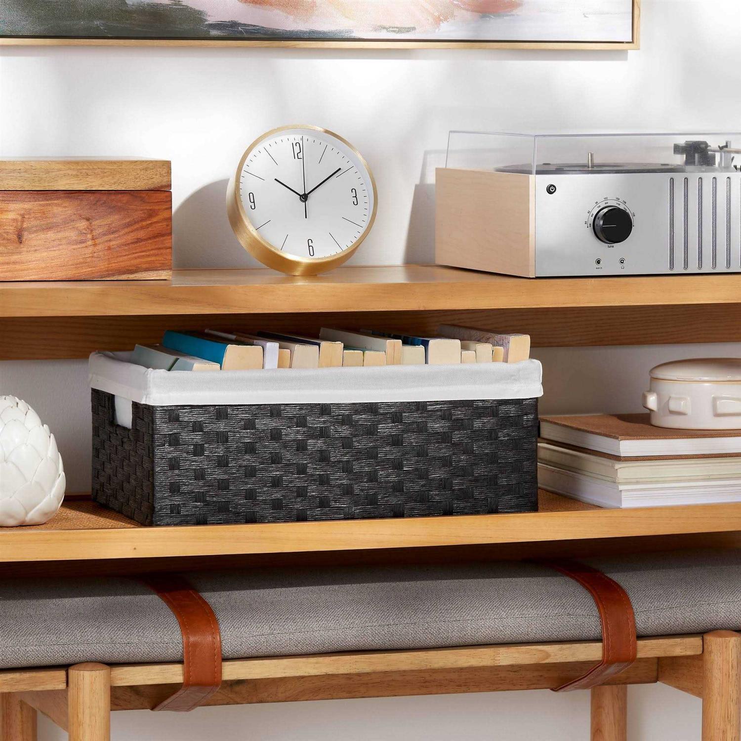 Brightroom 16 x 9 x 6 Lined Woven Media Bin Black - Image 4