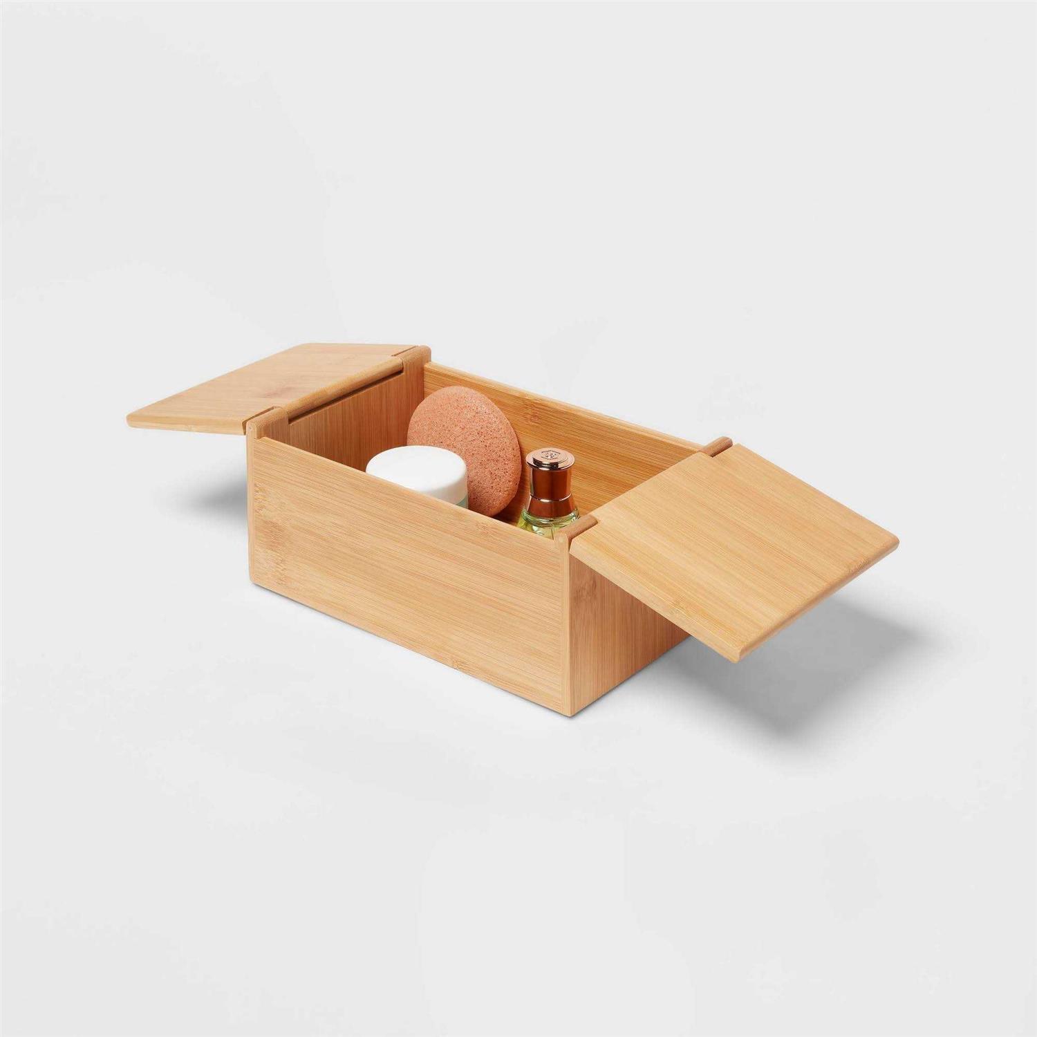 Brightroom 6 x 9 x 4 Rectangular Hinge Lid Bamboo Countertop Organizer - Image 4