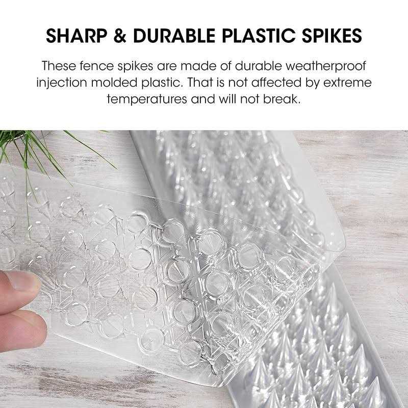 Touri 24 Pack 33ft Outdoor Transparent Clear PVC Bird Defender Spikes Strips for Indoor Outdoor use Keep Pigeon - Image 4