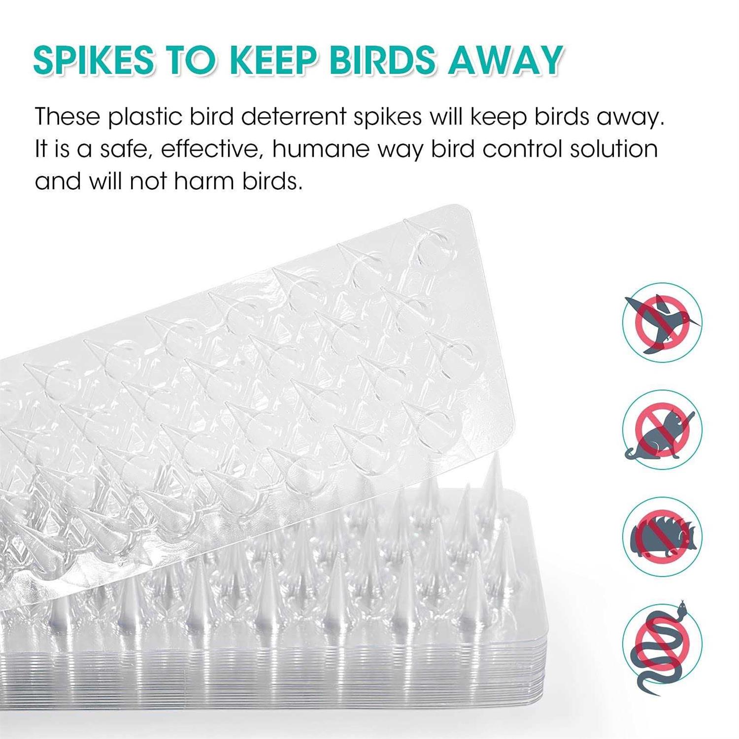 Touri 24 Pack 33ft Outdoor Transparent Clear PVC Bird Defender Spikes Strips for Indoor Outdoor use Keep Pigeon - Image 5