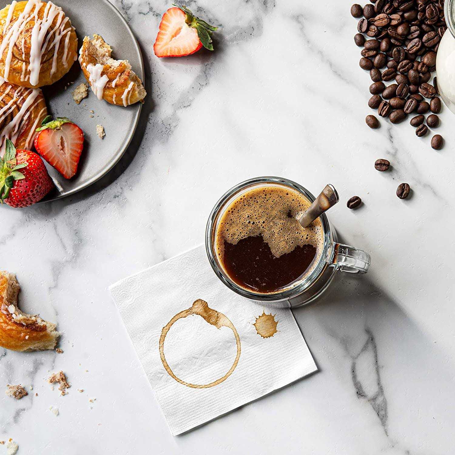 Comfy Package White Beverage Napkins 1-Ply Bulk Cocktail Napkins - Image 3