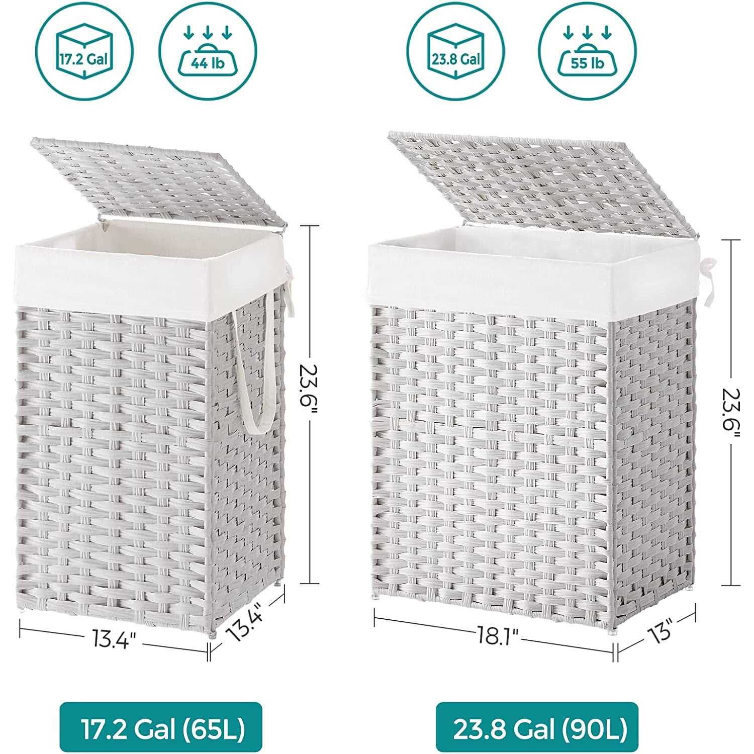 Songmics Laundry Hamper with Lid, 17.2 Gallon Synthetic Rattan Clothes Laundry Basket with Lid and Handles - Image 3