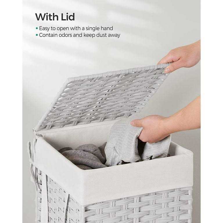 Songmics Laundry Hamper with Lid, 17.2 Gallon Synthetic Rattan Clothes Laundry Basket with Lid and Handles - Image 4