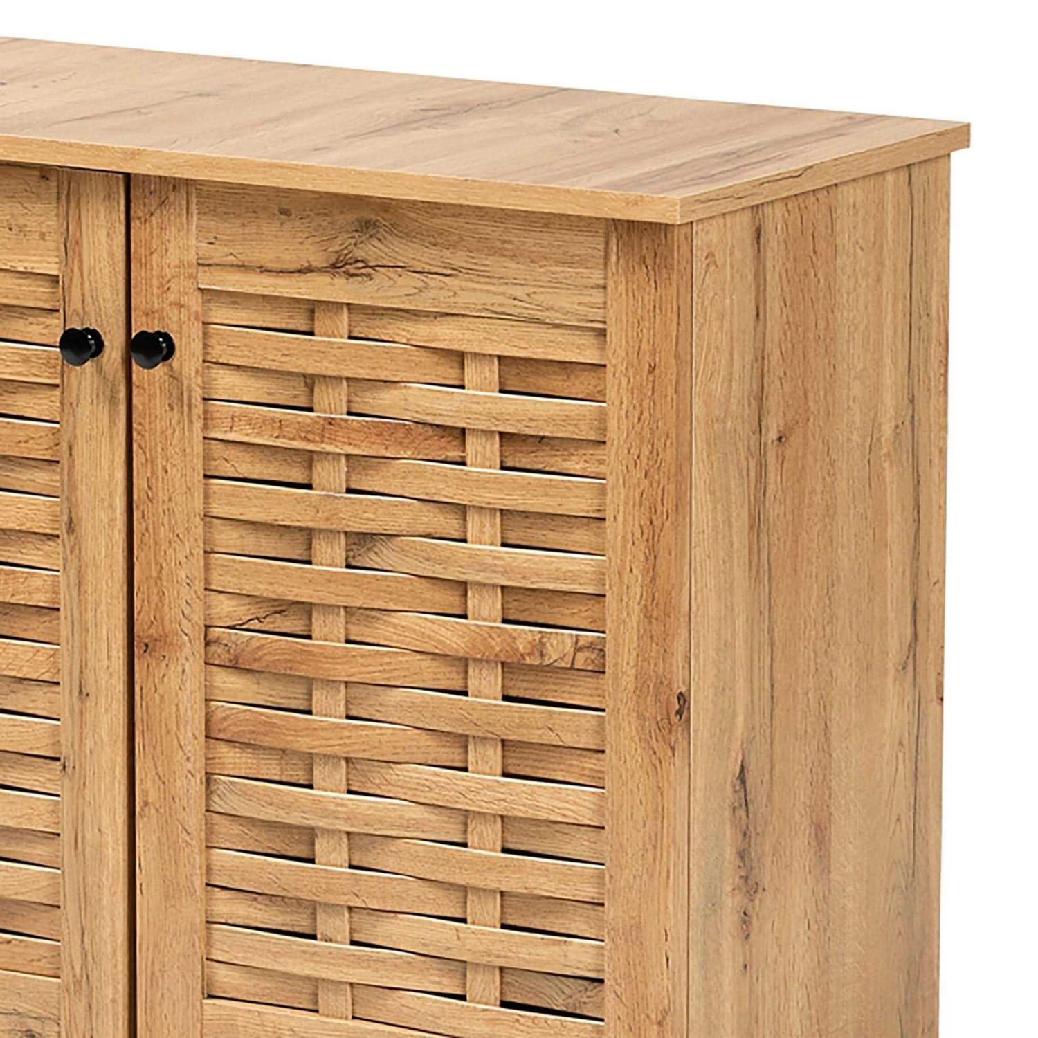 Baxton Studio Winda Modern and Contemporary Oak Brown Finished Wood Shoe Cabinet - Image 5