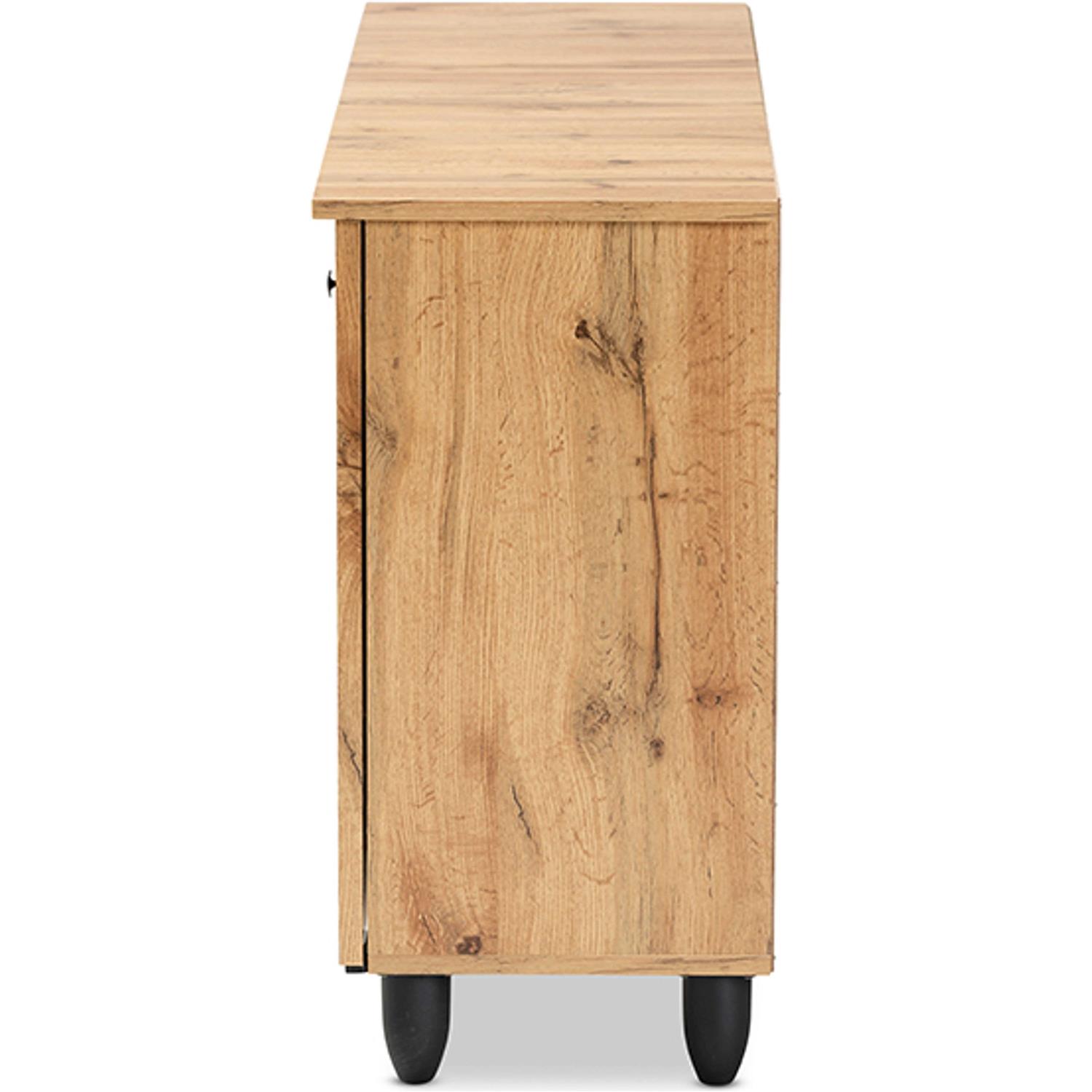 Baxton Studio Winda Modern and Contemporary Oak Brown Finished Wood Shoe Cabinet - Image 3