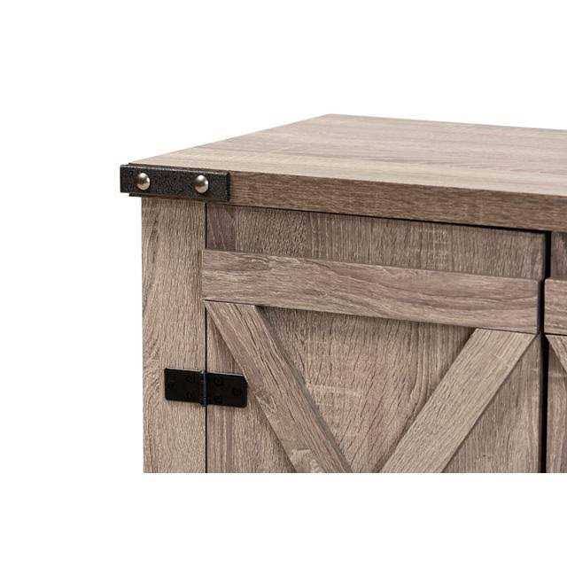 Baxton Studio Wayne Modern Farmhouse Oak Brown Finished Wood 2-Door Shoe Storage Cabinet - Image 4