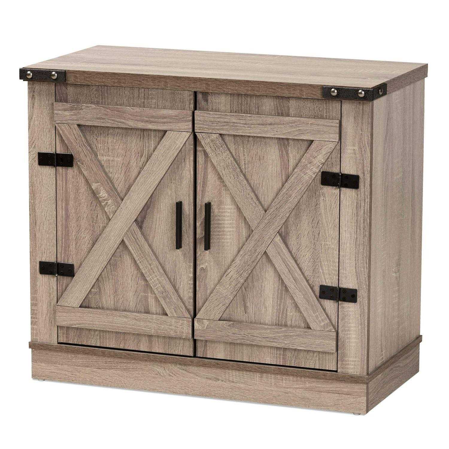 Baxton Studio Wayne Modern Farmhouse Oak Brown Finished Wood 2-Door Shoe Storage Cabinet - Image 5
