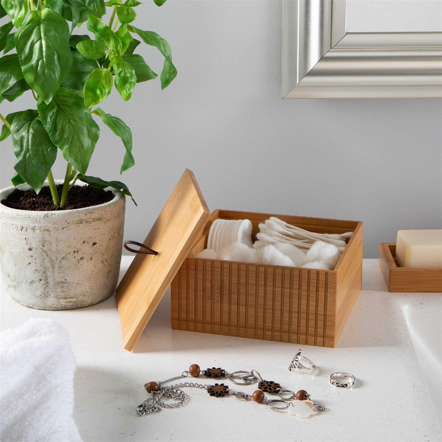 Bath Bliss Large Square Bamboo Storage Jar - Image 3