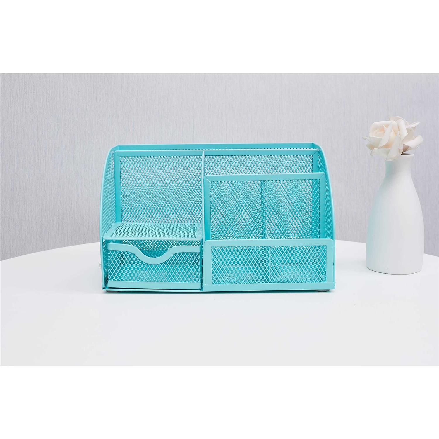 Annova Mesh Desk Organizer Office with 7 Compartments + Drawer/Desk Tidy Candy/pen Holder/multifunctional Organizer - Image 3