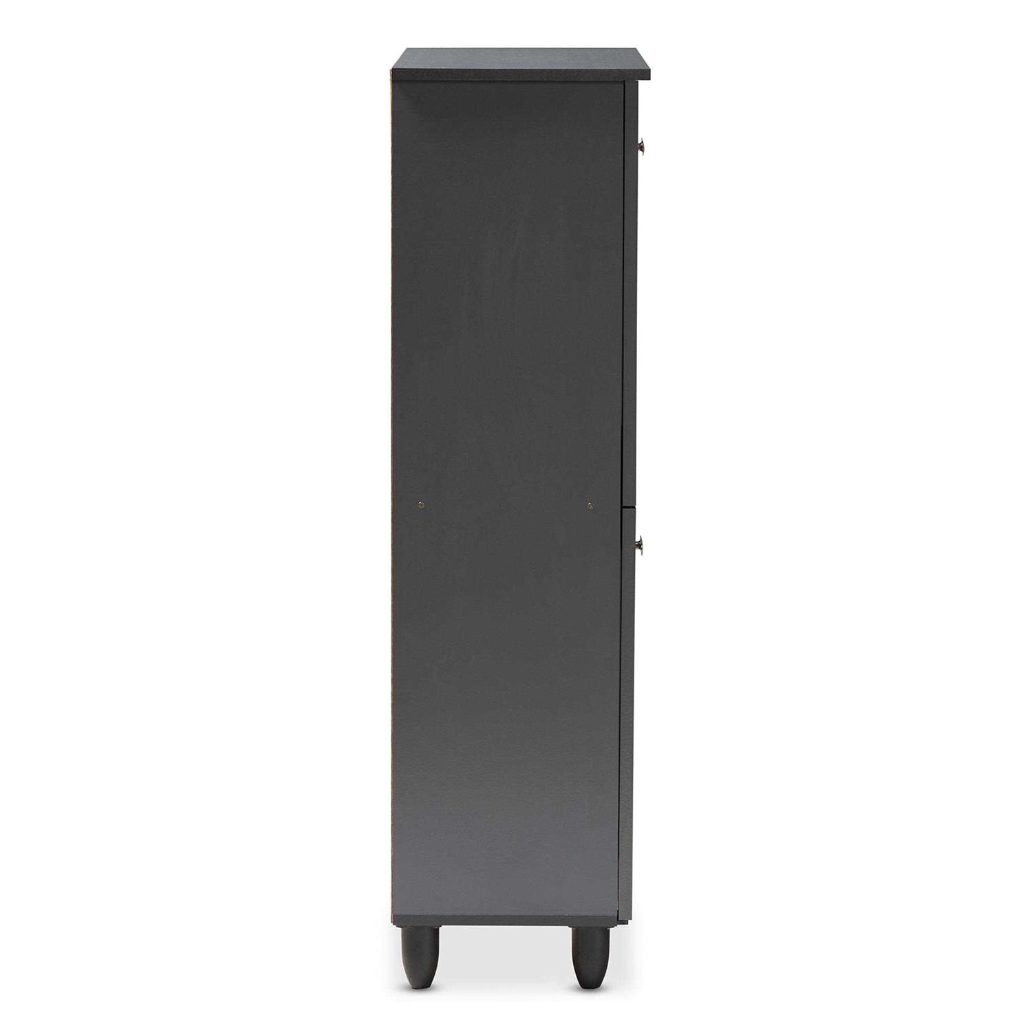 Baxton Studio Fernanda 4-Door Oak Brown Wooden Entryway Shoes Storage Tall Cabinet - Image 3