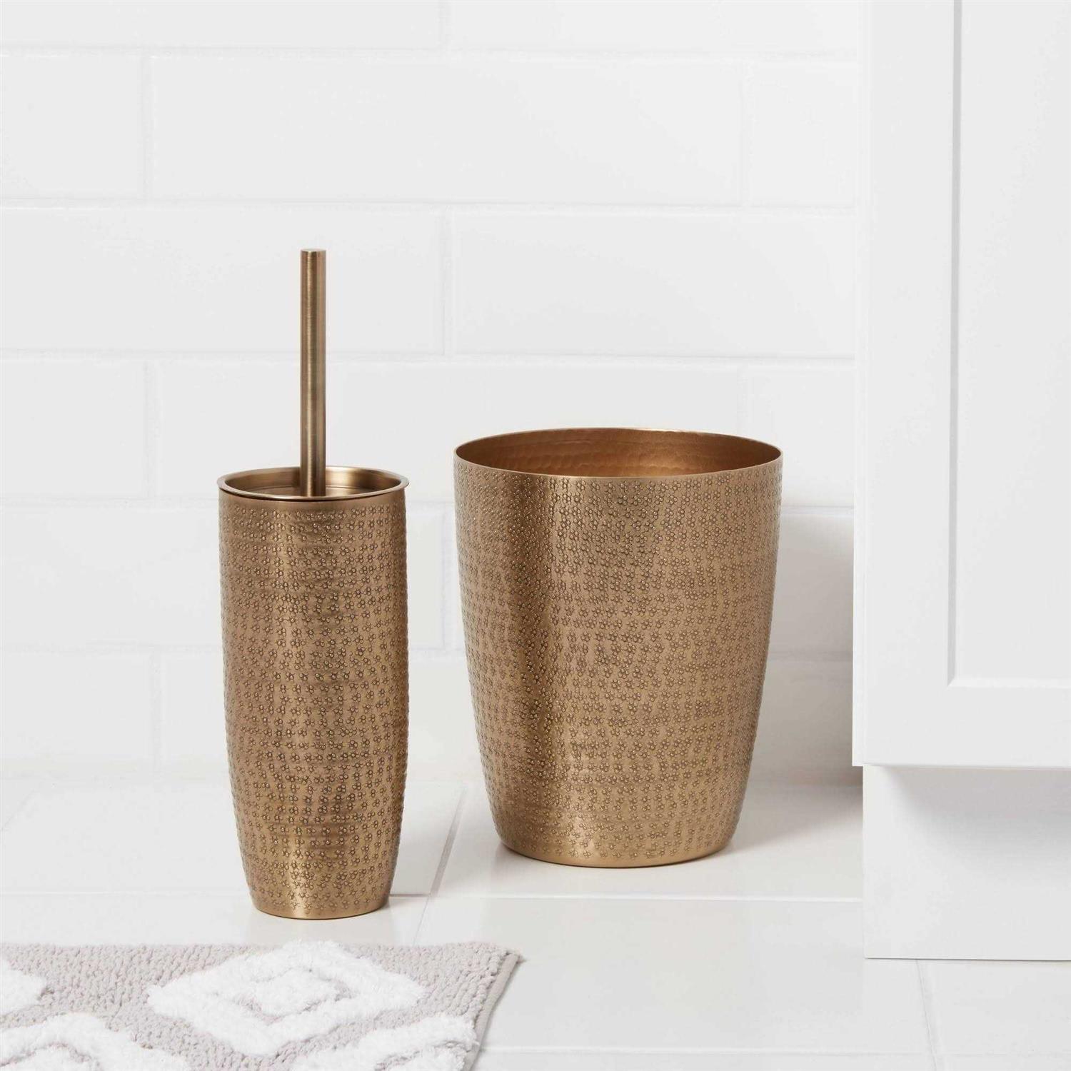 Threshold Hammered Metal Waste Can Brass - Image 3