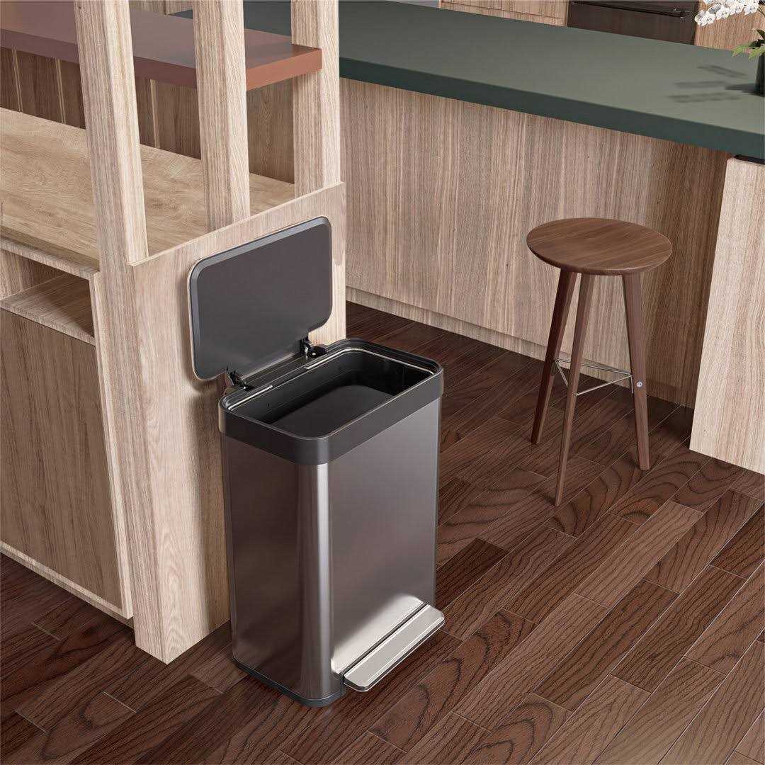 Stainless Steel Kitchen Trash Can Home Zone Living - Image 3