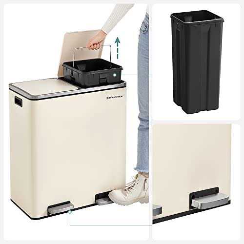 SONGMICS Dual Trash Can 16 Gal Rubbish Bin - Image 3