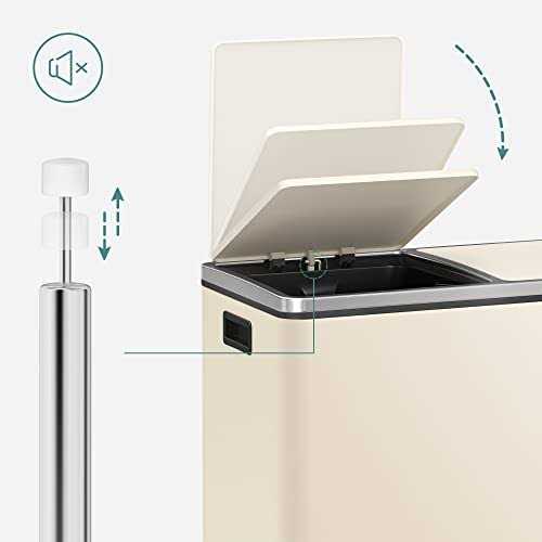 SONGMICS Dual Trash Can 16 Gal Rubbish Bin - Image 4