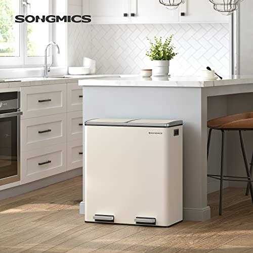 SONGMICS Dual Trash Can 16 Gal Rubbish Bin - Image 5