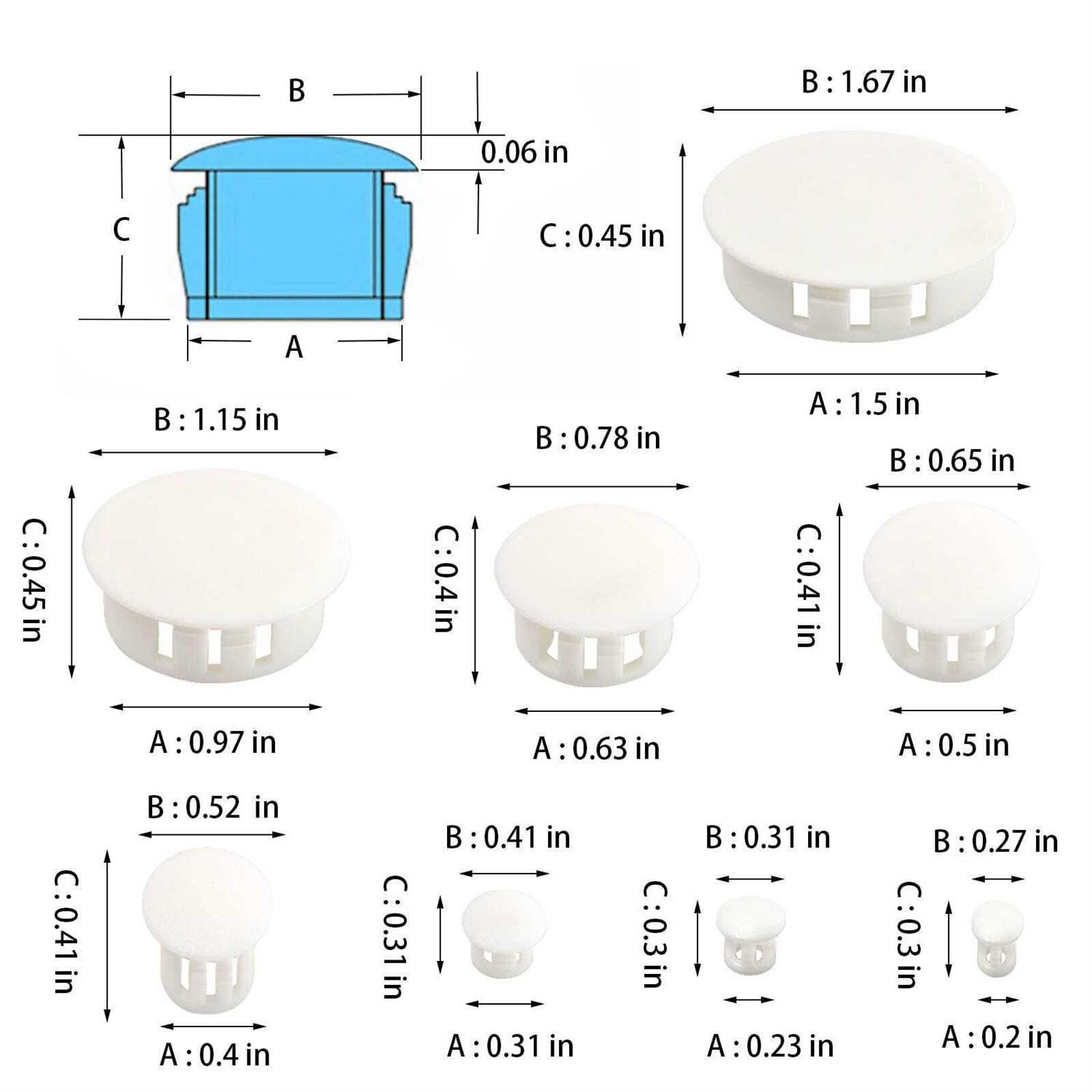 Bonieset 320Pcs 8 Sizes Plugs Hole Plastic Hole Plugs Hole Round Plugs - Image 3