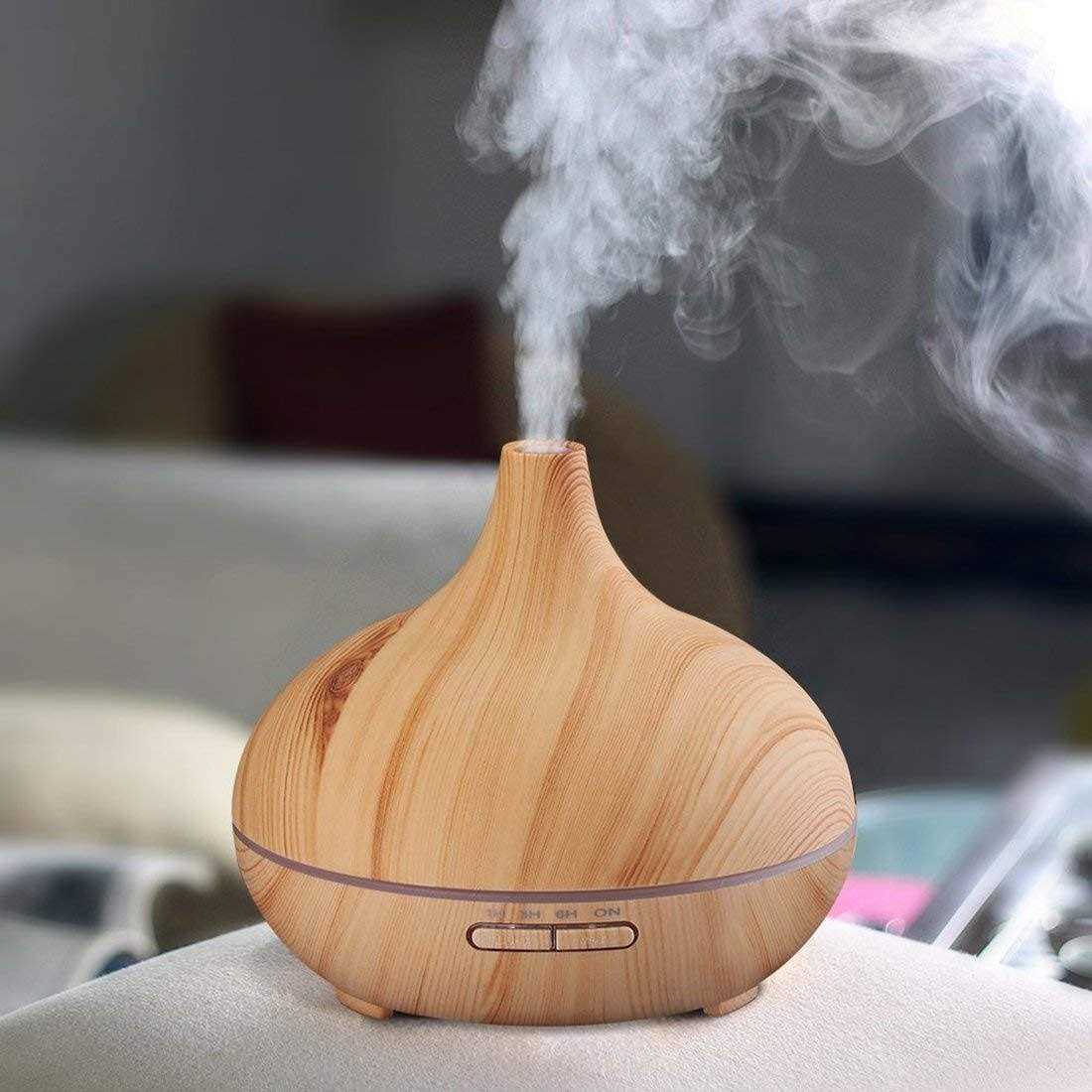 Aroma Essential Oil Diffuser Joysusie 500ml Wood Grain Ultrasonic Cool Mist Whisper-Quiet Humidifier with Color Led Lights Changing & 4 Timer - Image 4