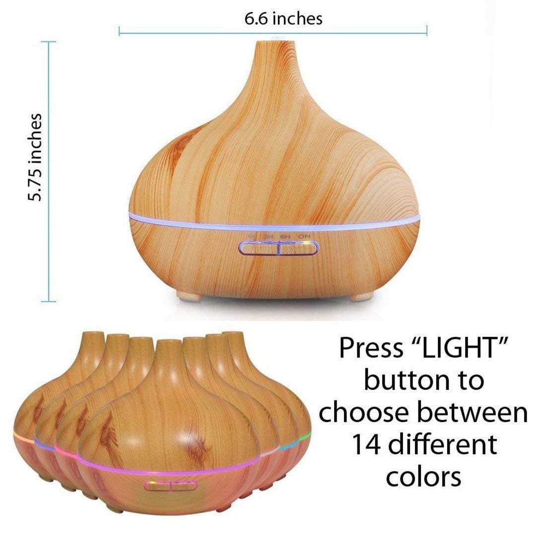 Aroma Essential Oil Diffuser Joysusie 500ml Wood Grain Ultrasonic Cool Mist Whisper-Quiet Humidifier with Color Led Lights Changing & 4 Timer - Image 5