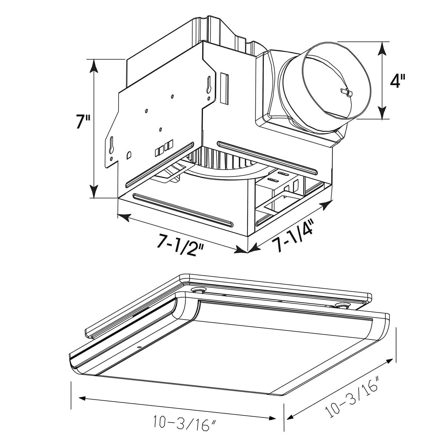 Homewerks 7146-80-ms Bathroom Fan integrated dimmable LED Light humidity Sensor exhaust Ventilation 1.5 sones 80 cfm - Image 4