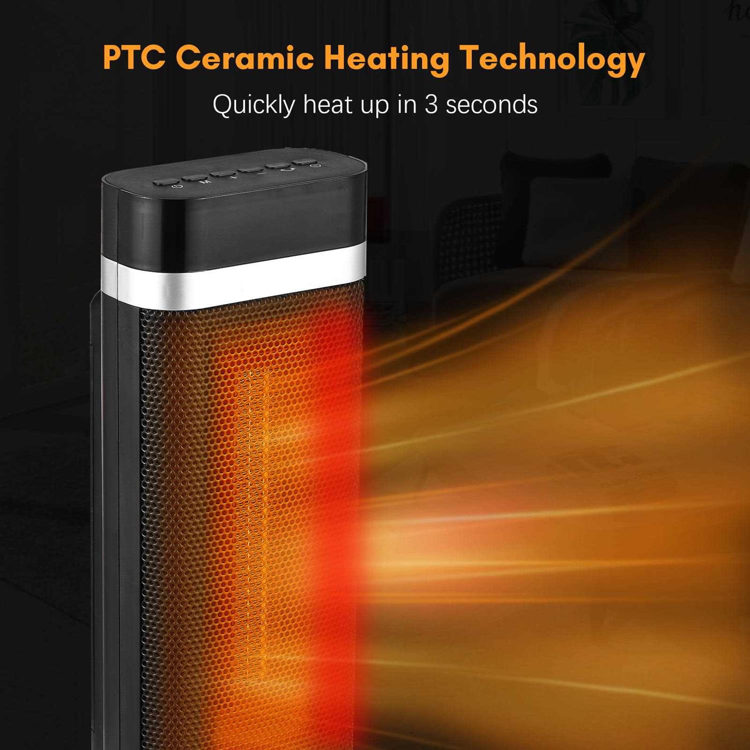 Space Heater Electric Heaters 750w/1500w Ceramic Heater Fan 4 Modes 12h Timer with Safe Overheating and Tip Over Protection Heating - Image 3