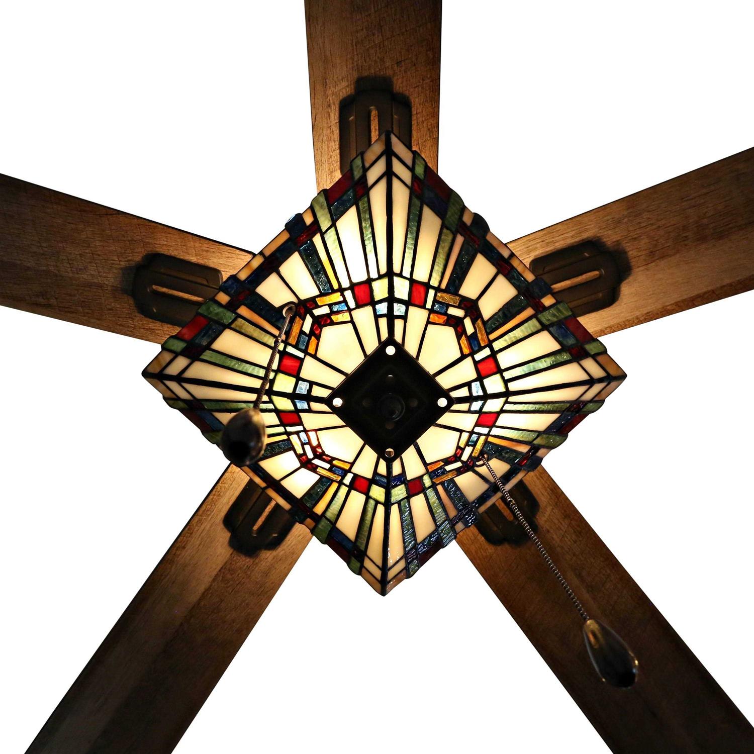 River of Goods Orson 52 in. Craftsman Stained Glass Indoor Ceiling Fan with Light - Image 3