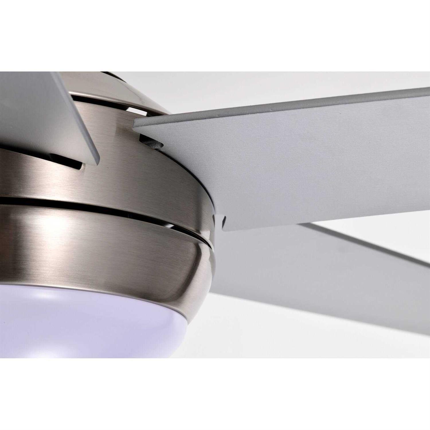 Edvivi 52 in. Integrated LED Indoor Brushed Nickel 5-Blade Ceiling Fan with Light Kit and Wall Control FFG7771BN - Image 4