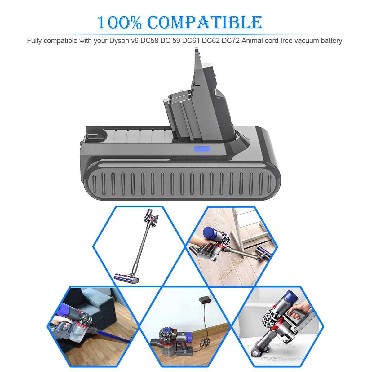 Upgraded 6000mAh V6 SV04 vtc4 Battery 967810 Replacement Battery for Dyson V6 Animal Absolute Motorhead Slim SV03 SV04 SV05 SV06 SV07 SV09 vtc4 DC58 - Image 4