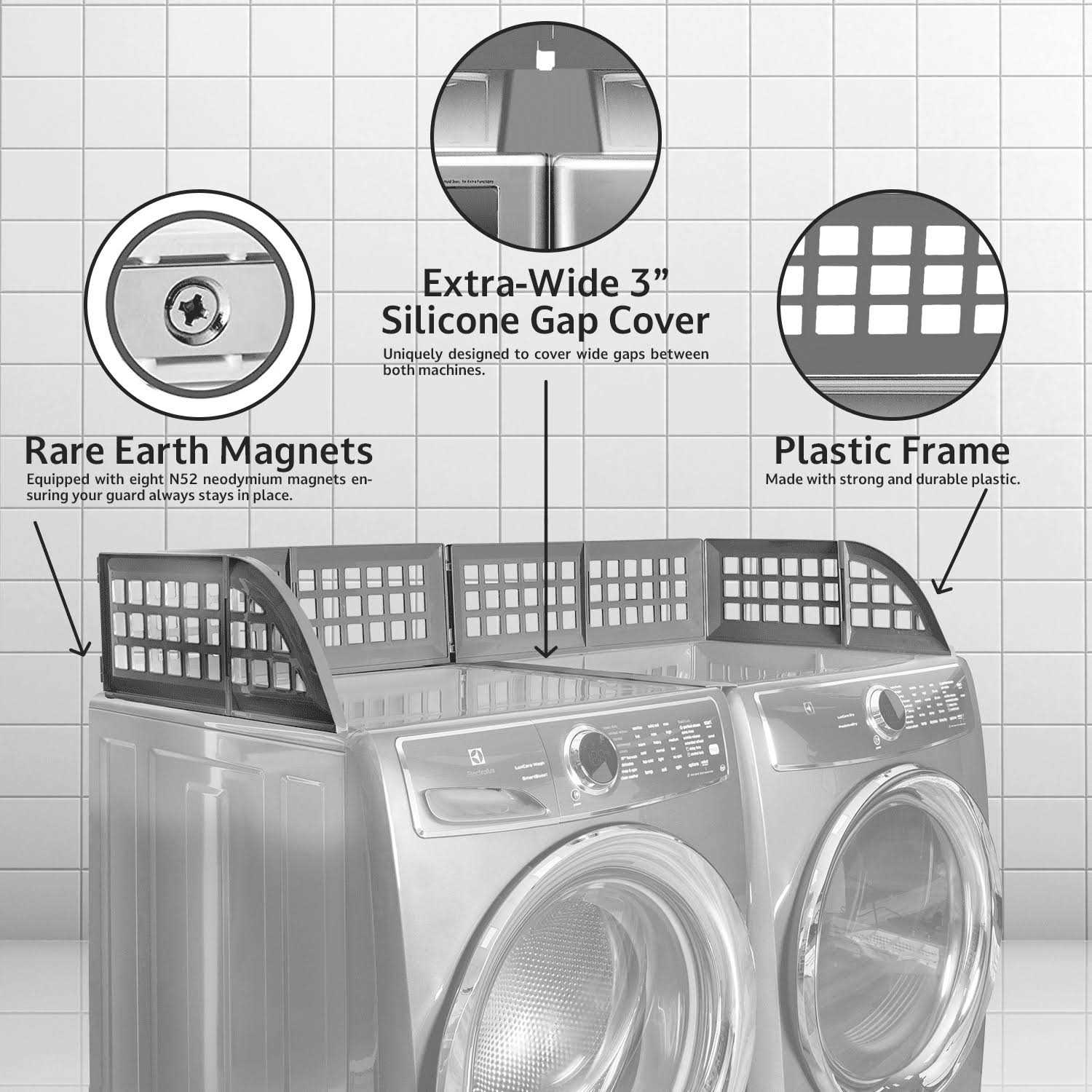 Laundry Guard with Silicone Gap Space Cover by Eltow Keeps Laundry from Falling Behind Your Washer and Dryer - Image 5