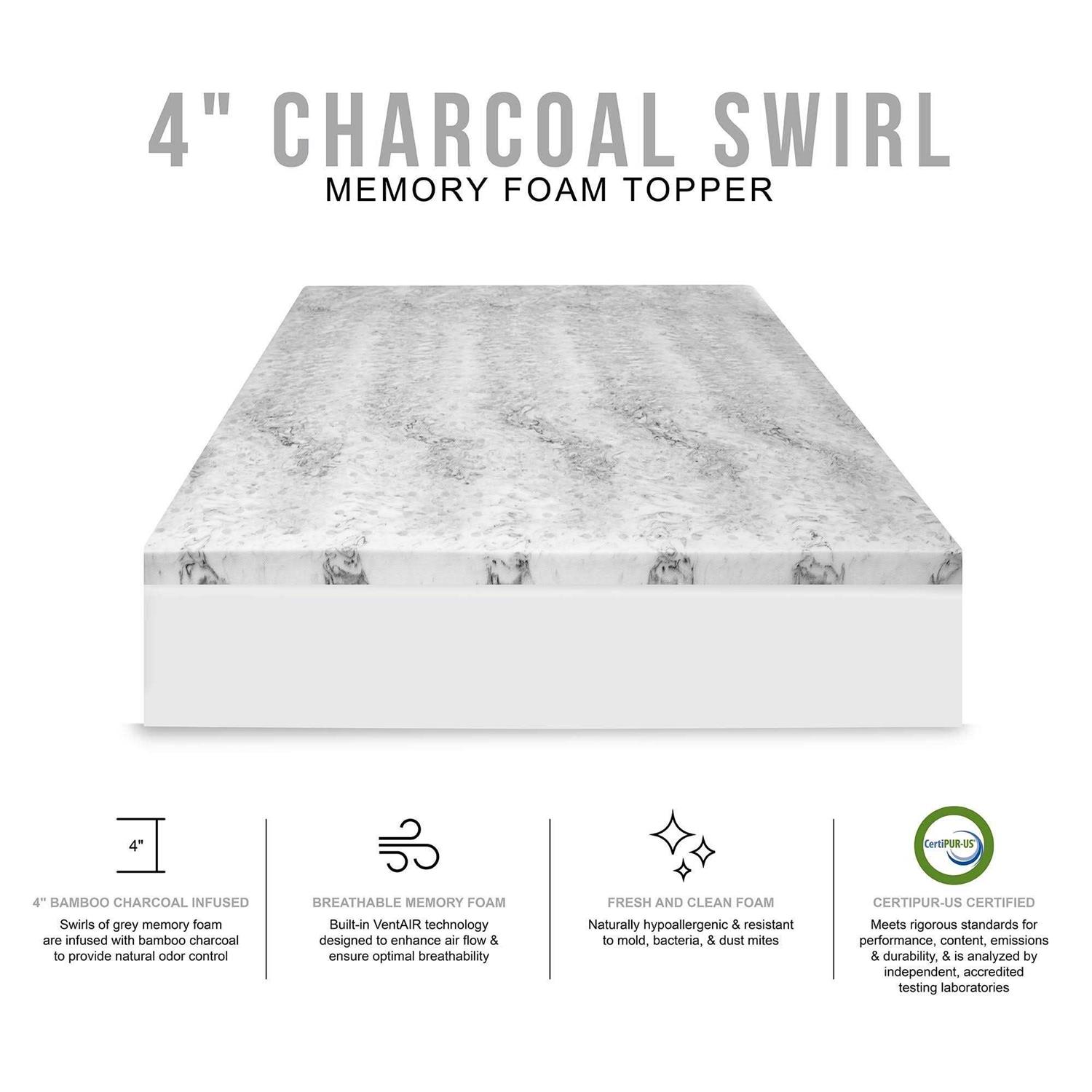 SensorPEDIC Bamboo Charcoal Infused Memory Foam Mattress Topper - Image 5