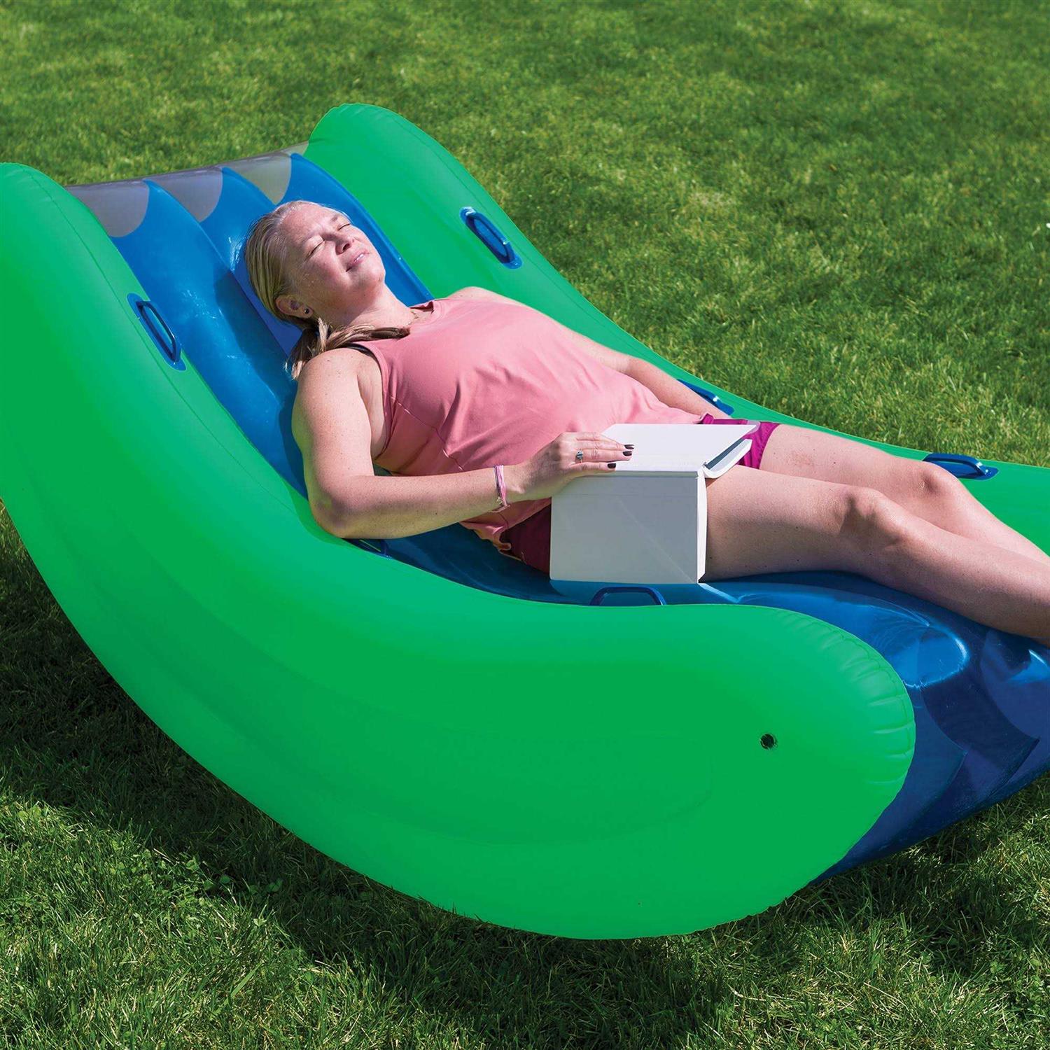 HearthSong Rock with It! Giant 6-Foot Inflatable Curved Rocker Seesaw with Handles for Kids Active Play - Image 3