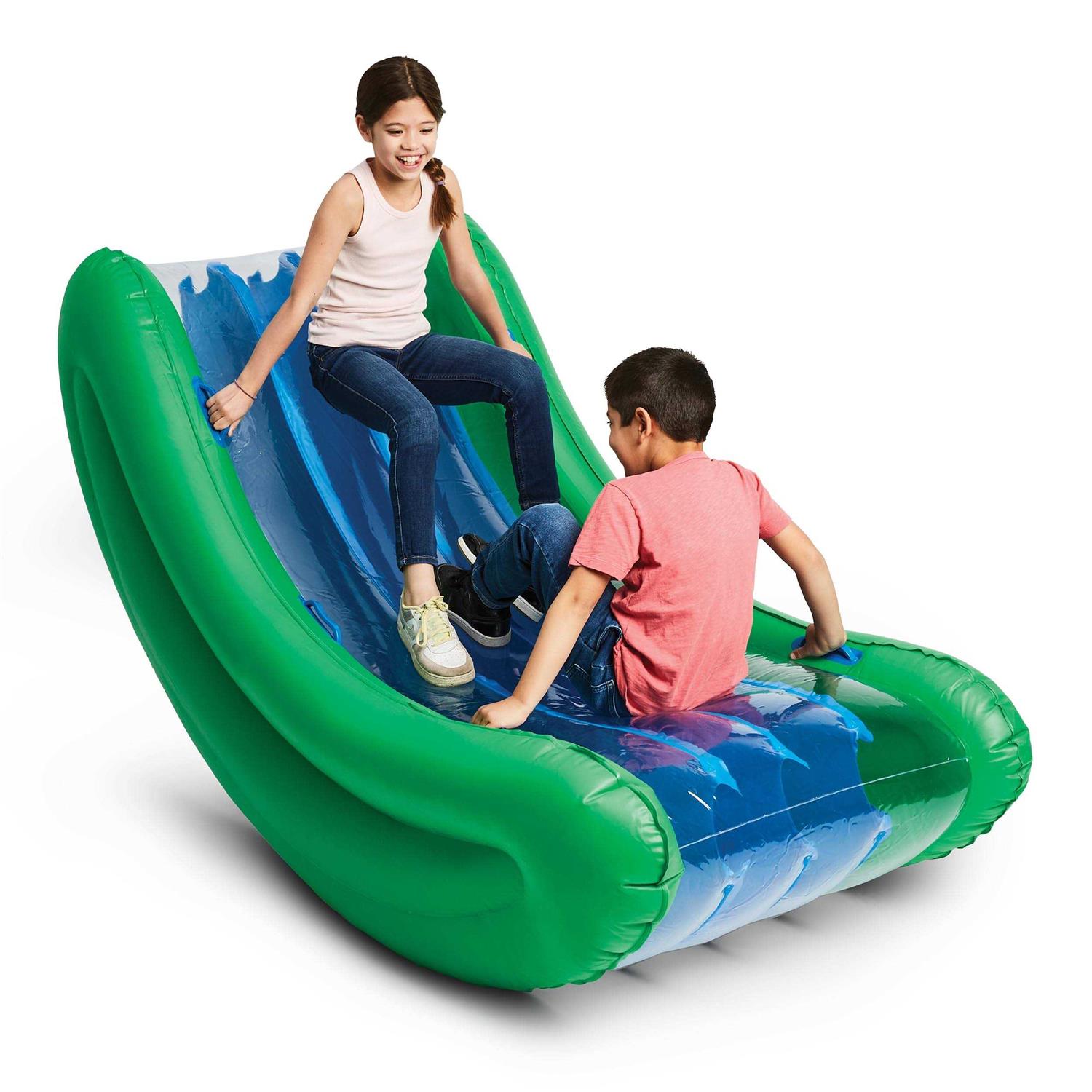HearthSong Rock with It! Giant 6-Foot Inflatable Curved Rocker Seesaw with Handles for Kids Active Play - Image 5