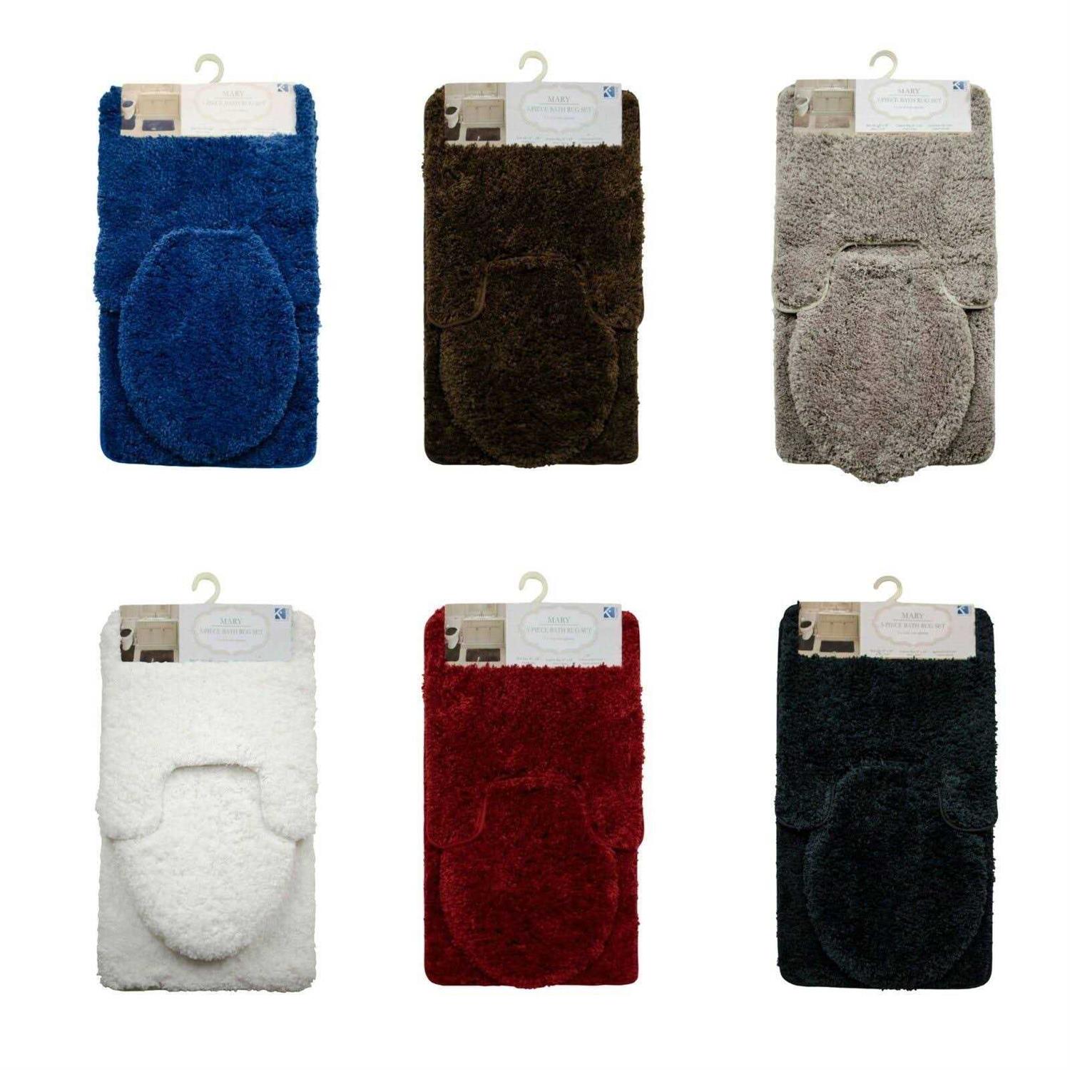 Queen Mary 3 Piece Bathroom Rug Set Luxury Soft Plush Bath Mat - Image 3