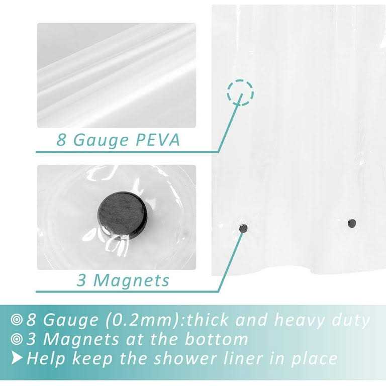 Mrs Awesome Shower Curtain Liner with 6 Magnets Clear Peva 8G Thick & Heavy Duty - Image 4